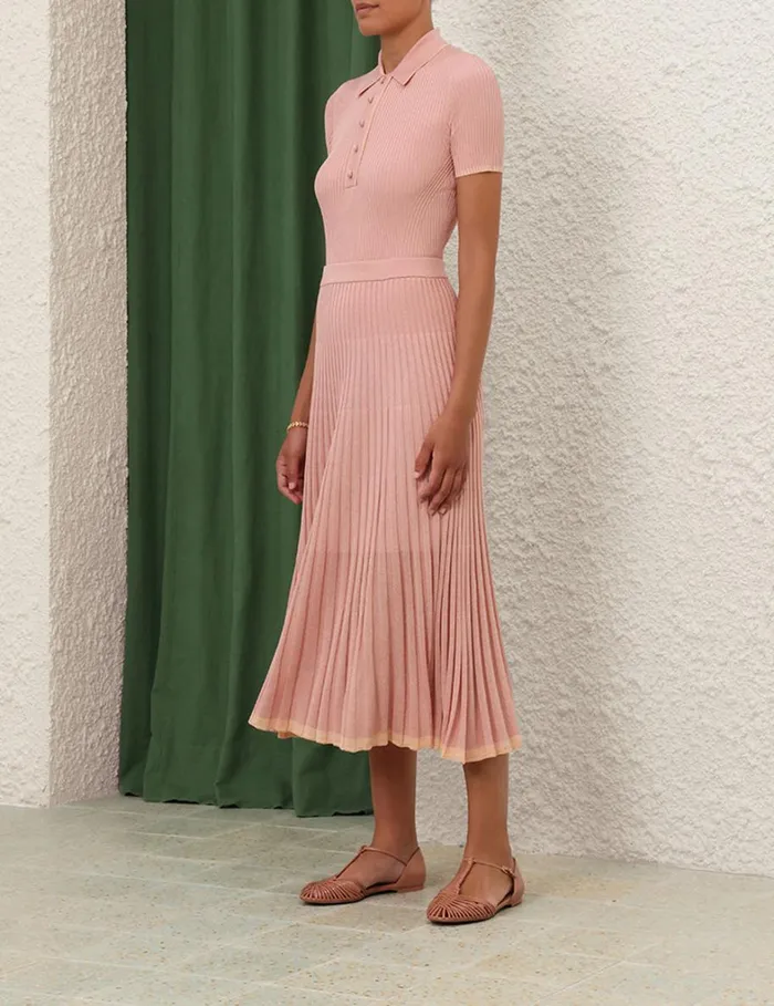 Women Knitwear Zimmermann Metallic Midi Skirt Peach