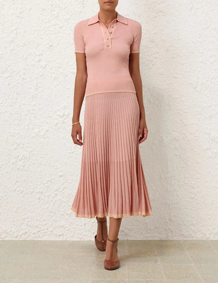 Women Knitwear Zimmermann Metallic Polo Peach