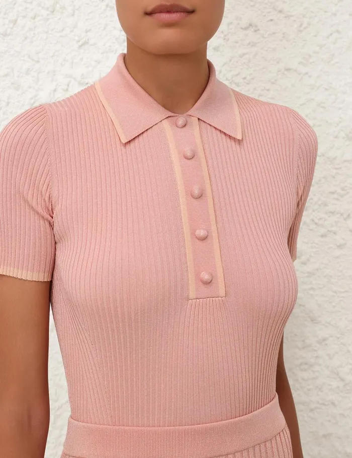 Women Knitwear Zimmermann Metallic Polo Peach