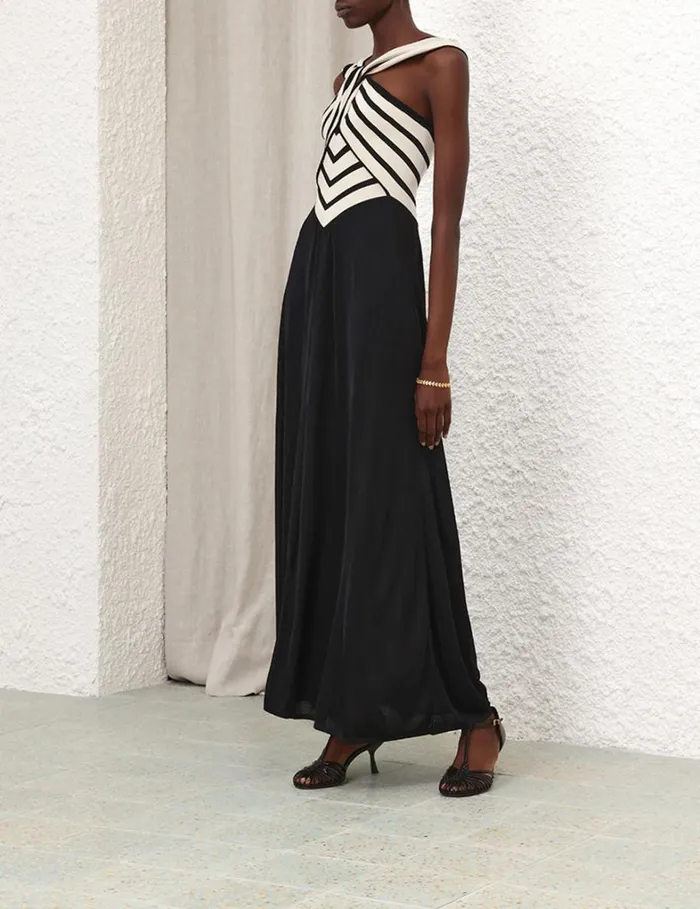 Women Knitwear Zimmermann Natura Halter Neck Midi Dress Chevron