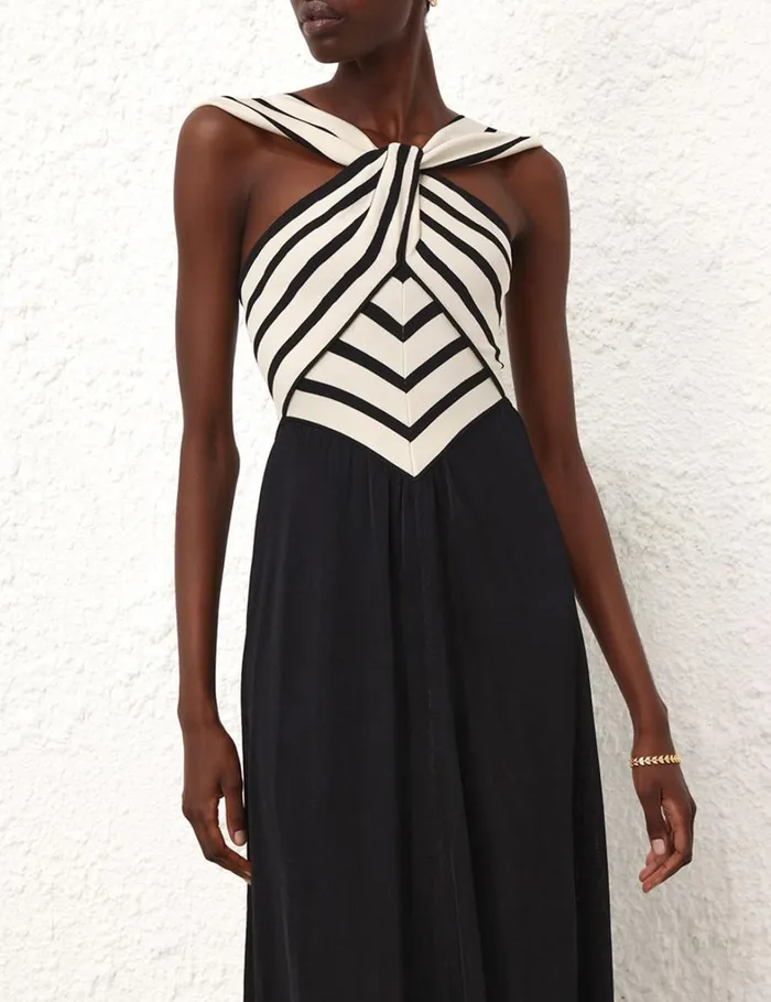 Women Knitwear Zimmermann Natura Halter Neck Midi Dress Chevron