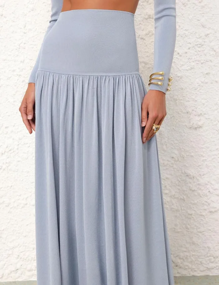 Women Knitwear Zimmermann Natura Metallic Midi Skirt Blue