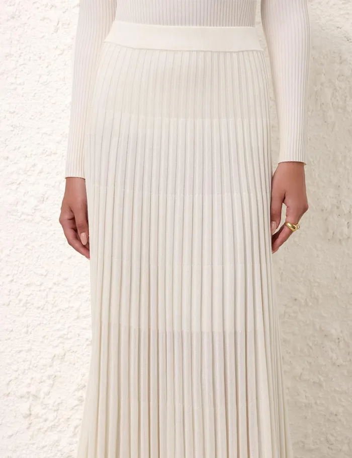Women Knitwear Zimmermann Pleated Midi Skirt Parchment