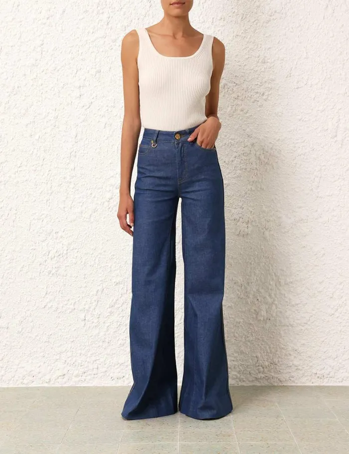 Women Knitwear Zimmermann Scoop Neck Tank Parchment