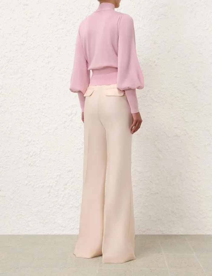 Women Knitwear Zimmermann Tie Neck Sweater Lipstick