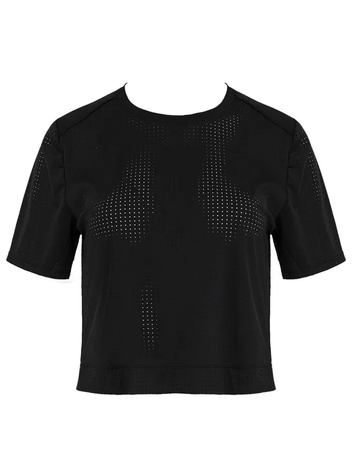 Women Lara Cropped Tee Black The UNDONE Tops