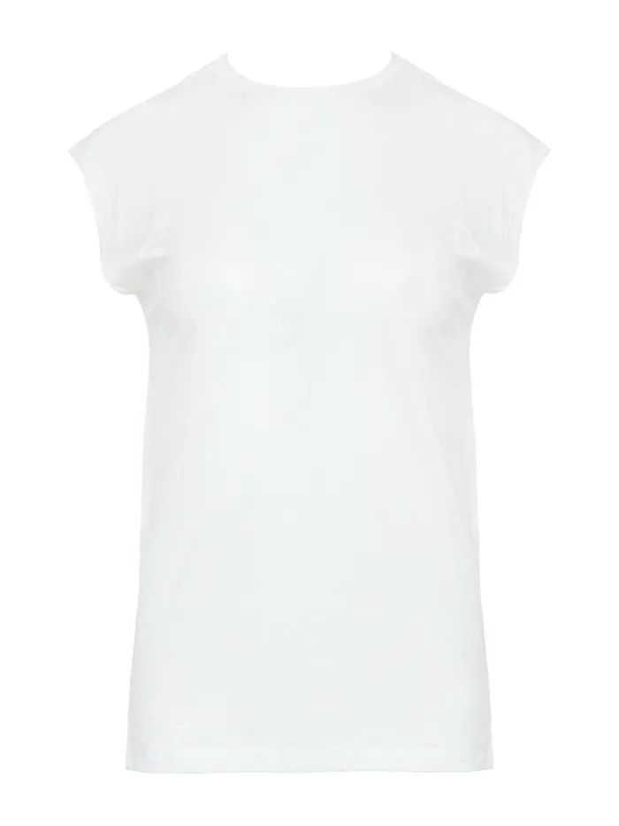 Women Le Mid Rise Muscle Tee Blanc The UNDONE Tops