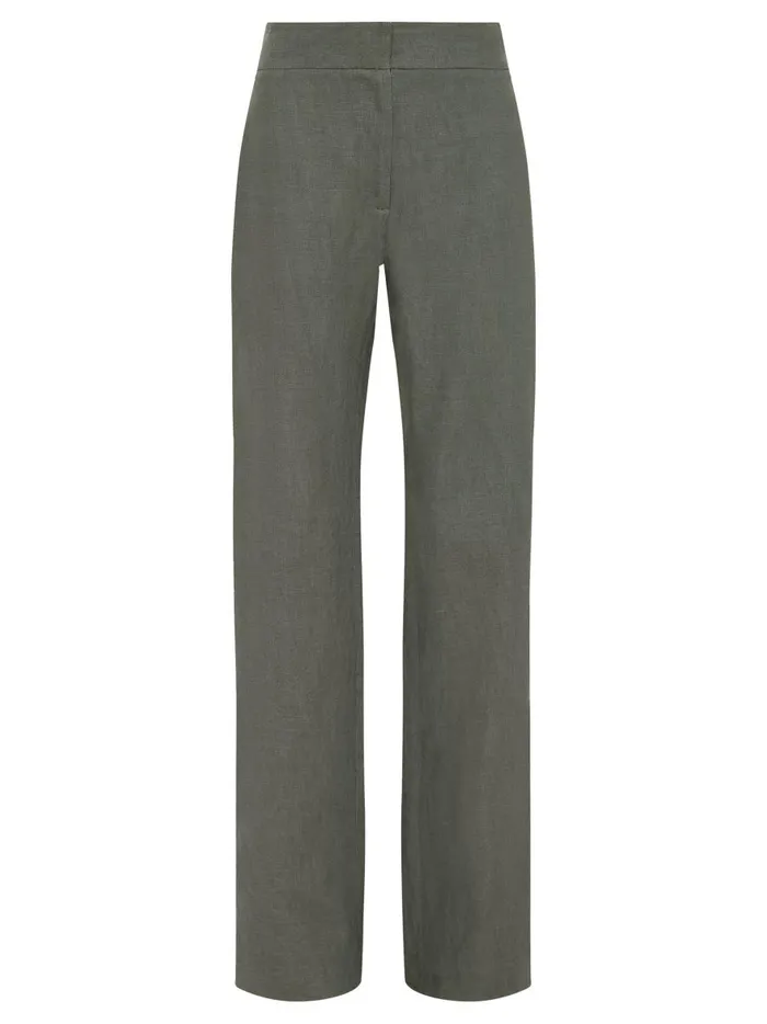 Women Linen Mid Rise Straight Pants Castor Grey The UNDONE Pants