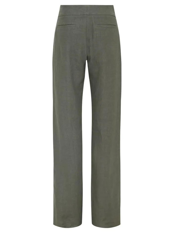 Women Linen Mid Rise Straight Pants Castor Grey The UNDONE Pants