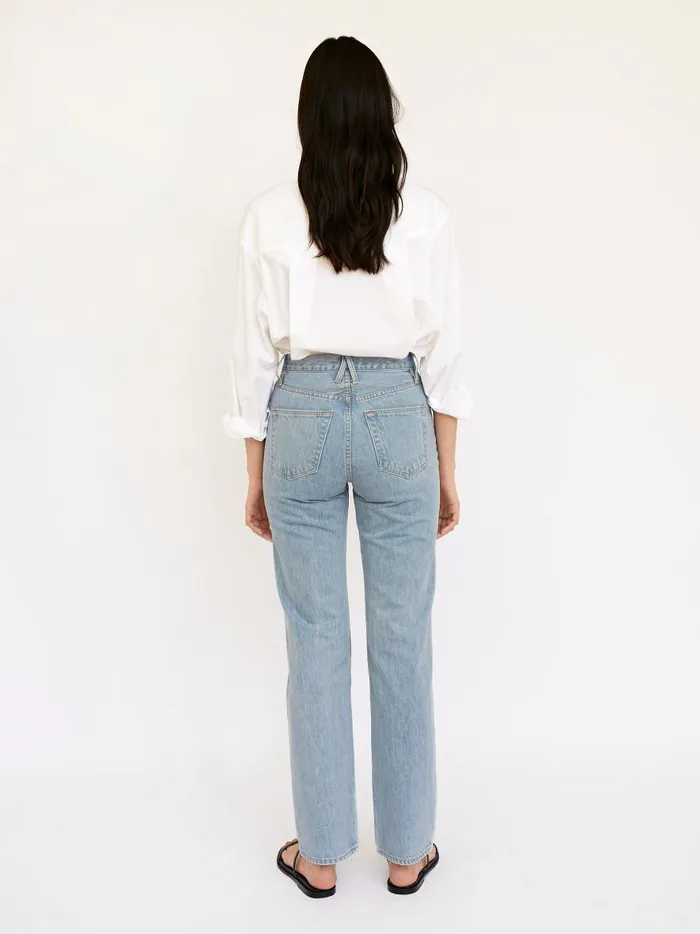 Women London High Rise Straight Leg Jean Clear Skies The UNDONE Denim