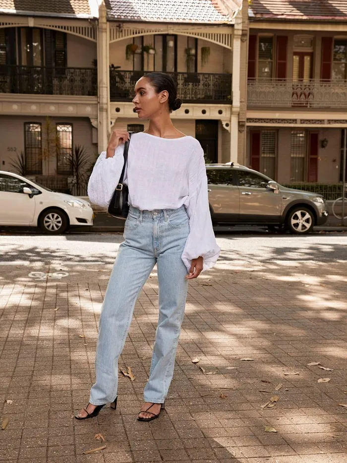 Women London High Rise Straight Leg Jean Clear Skies The UNDONE Denim