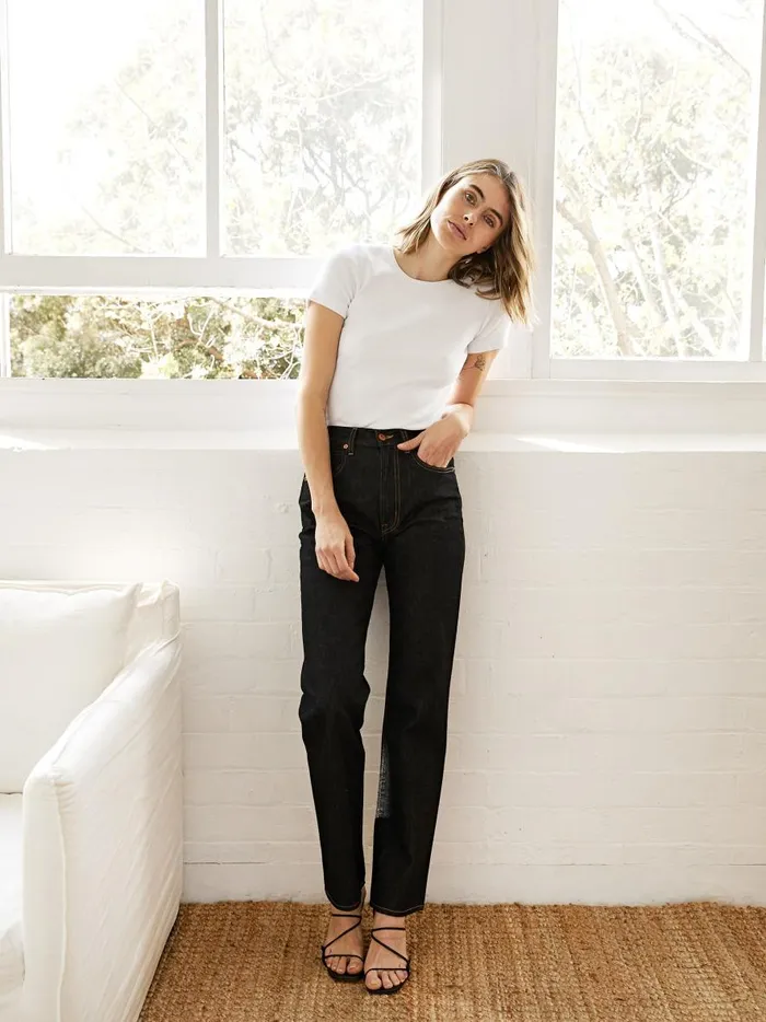 Women London High Rise Straight Leg Jean Empty Sky The UNDONE Denim
