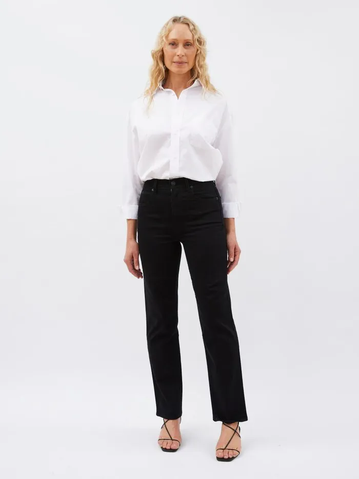 Women London High Rise Straight Leg Jean Jet Black The UNDONE Denim