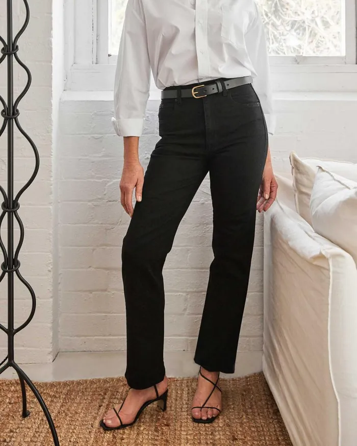 Women London High Rise Straight Leg Jean Jet Black The UNDONE Denim