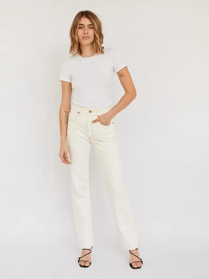 Women London High Rise Straight Leg Jean Natural White The UNDONE Denim