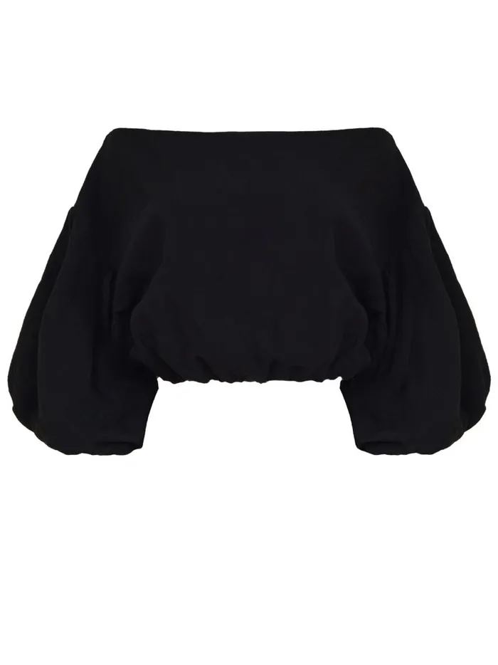 Women Louie Crop Black The UNDONE Tops