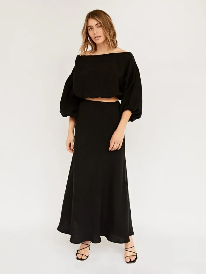Women Louie Crop Black The UNDONE Tops