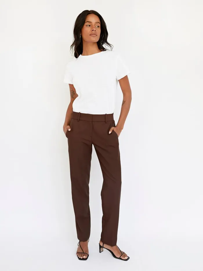 Women Low Rise Partner Trouser Dark Brown The UNDONE Pants