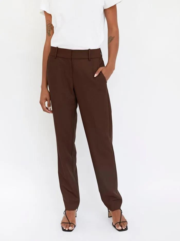 Women Low Rise Partner Trouser Dark Brown The UNDONE Pants