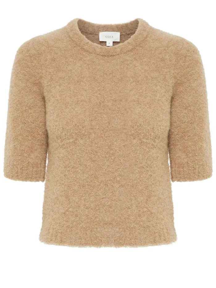 Women Luna Boucle Tee Camel The UNDONE Tops