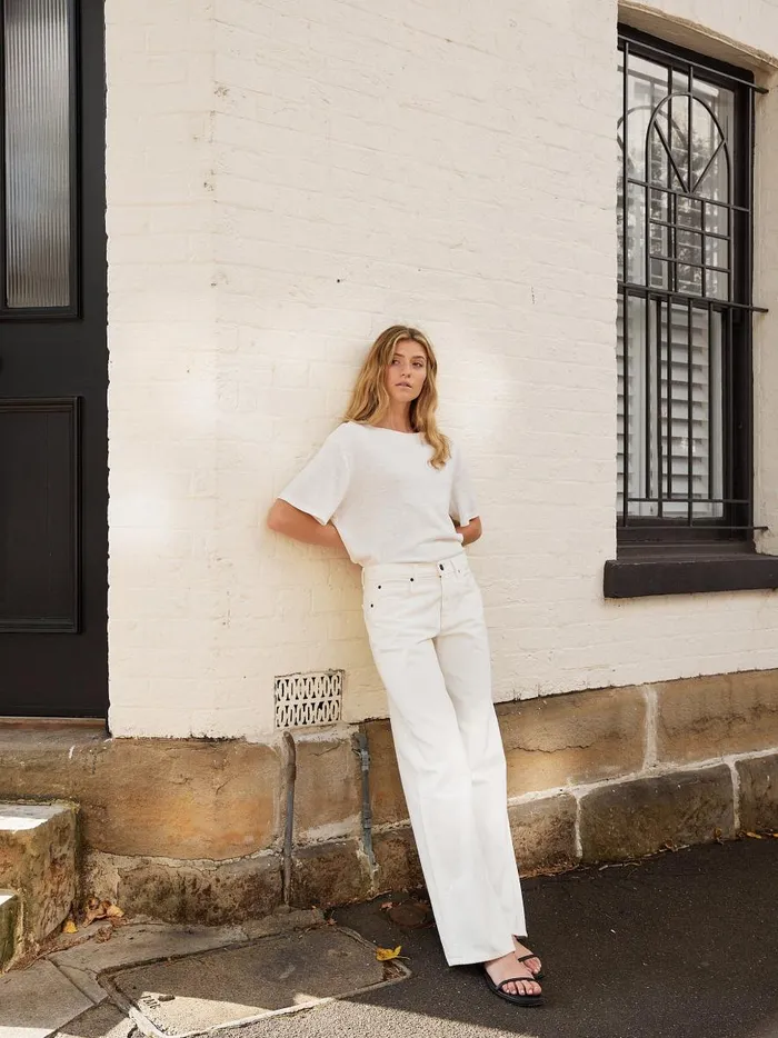 Women Mica Low Rise Wide Leg Jean White The UNDONE Denim