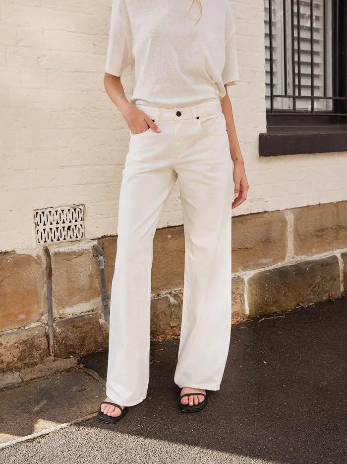 Women Mica Low Rise Wide Leg Jean White The UNDONE Denim