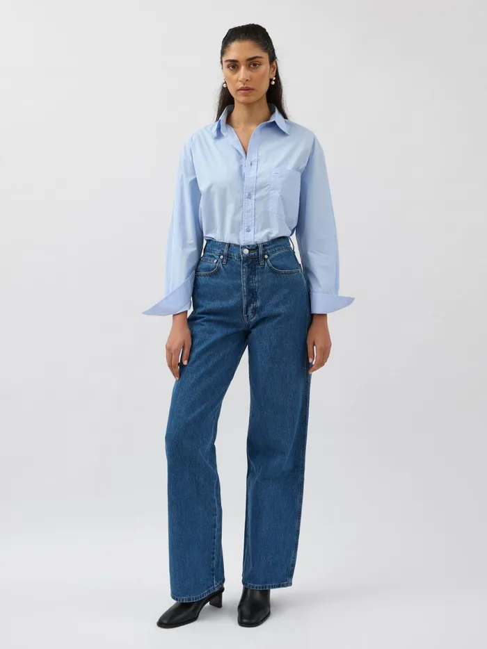 Women Mid Rise Wide Leg Jean Denim Blue The UNDONE Denim