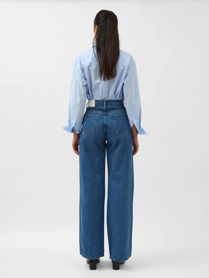 Women Mid Rise Wide Leg Jean Denim Blue The UNDONE Denim