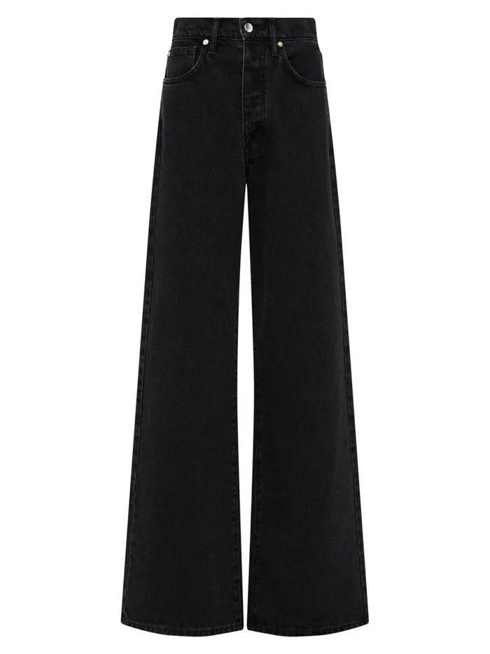 Women Mid Rise Wide Leg Jean Washed Black The UNDONE Denim