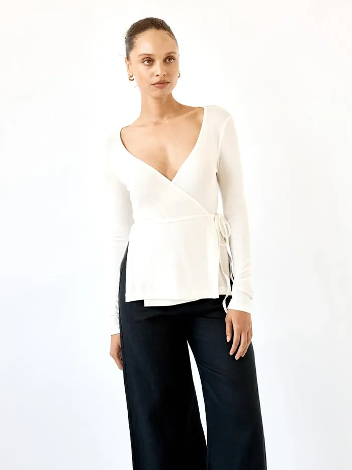 Women Misty Wrap Top White The UNDONE Tops