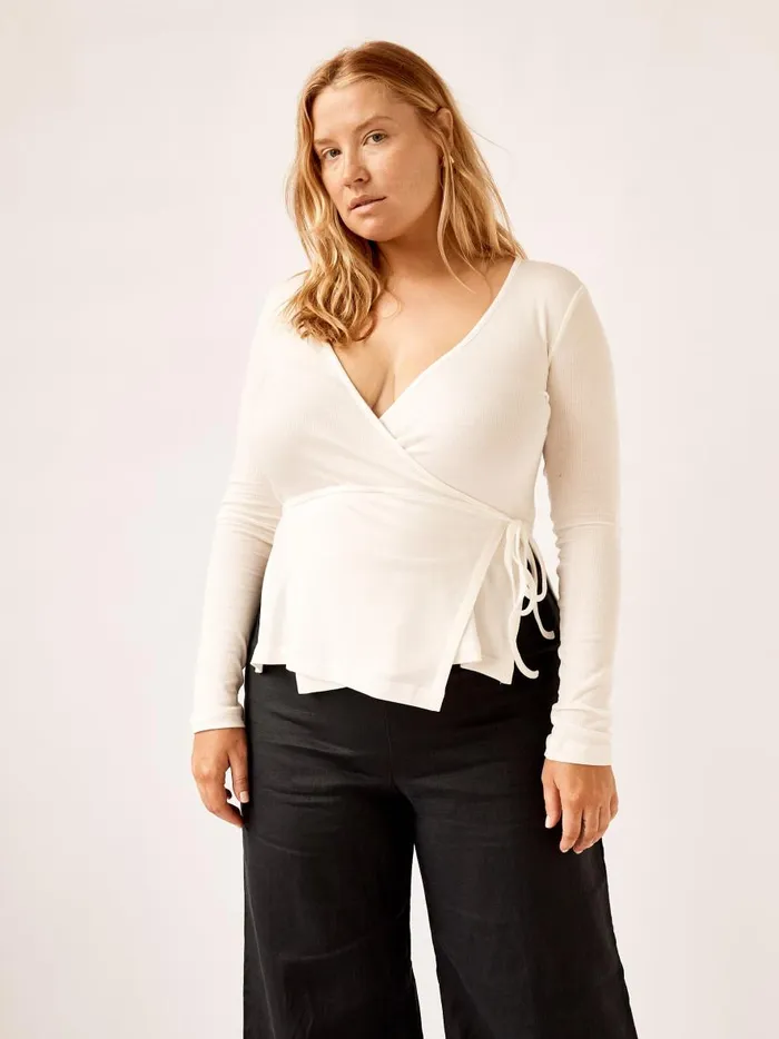 Women Misty Wrap Top White The UNDONE Tops