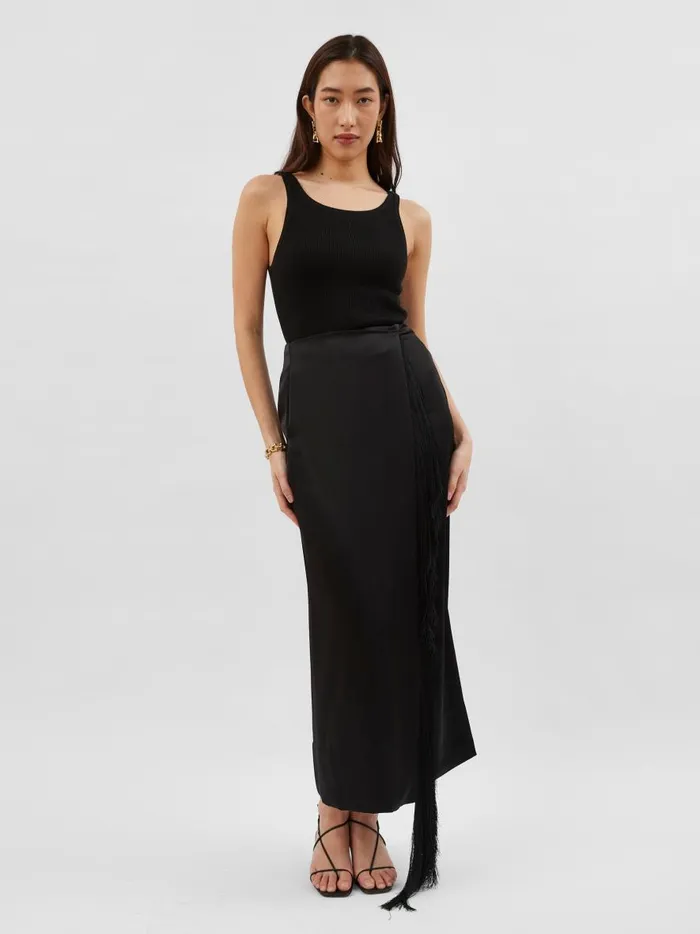 Women Mono Split Column Skirt Black The UNDONE Skirts