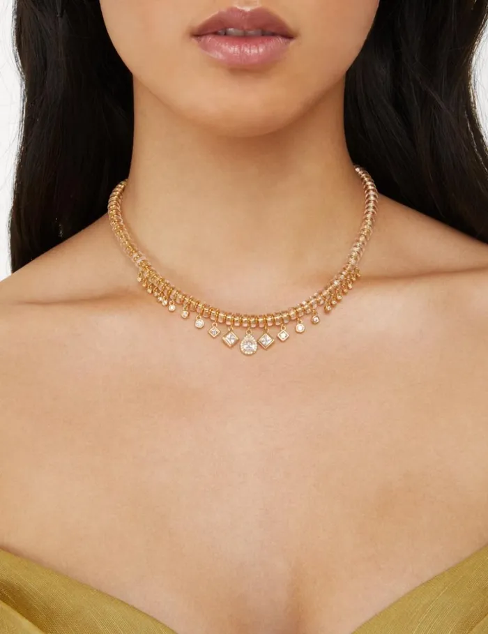 Women Necklaces Zimmermann Crystal Beads Necklace Goldtransparent Quartz
