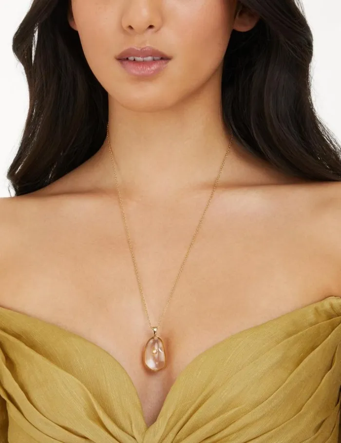 Women Necklaces Zimmermann Crystal Pebble Necklace Goldtransparent Quartz
