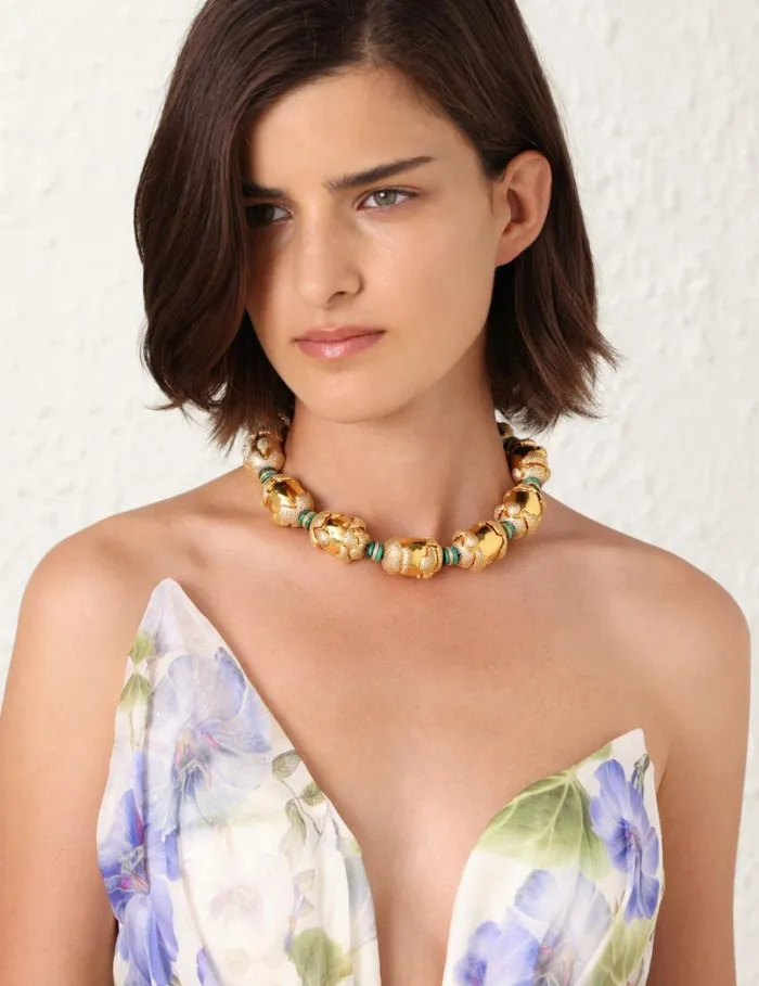 Women Necklaces Zimmermann Zimmermann Midnight Choker Goldmalachite