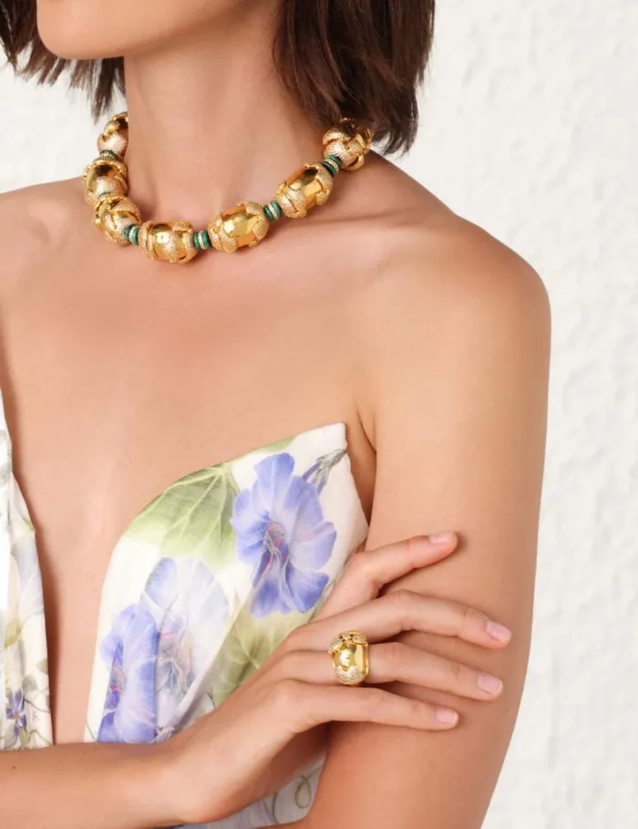 Women Necklaces Zimmermann Zimmermann Midnight Choker Goldmalachite