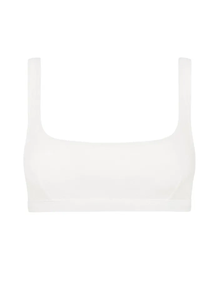 Women Nineties Crop Top Chalk Crinkle The UNDONE Swimwear