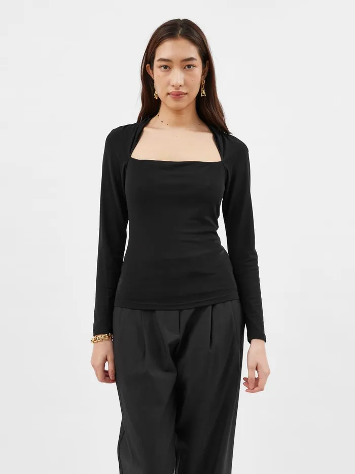 Women Odessa Square Top Black The UNDONE Tops