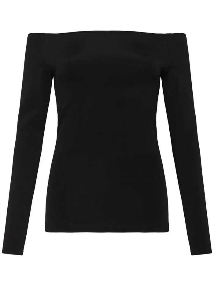 Women Off Shoulder Knit Top Black The UNDONE Tops
