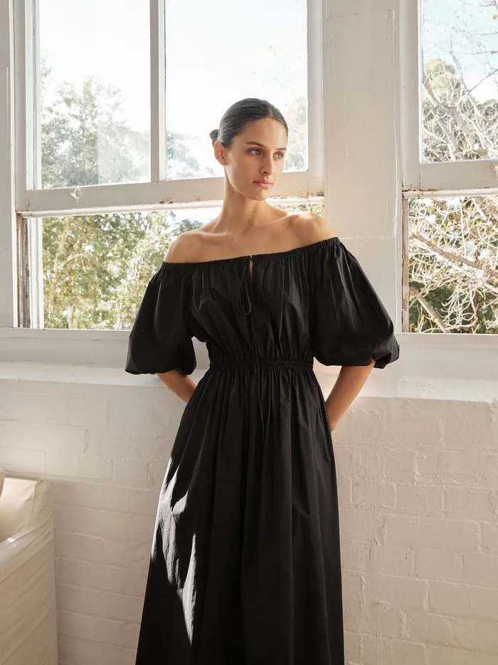 Women Off The Shoulder Midi Dress Black The UNDONE Maternity Women Off The Shoulder Midi Dress Black The UNDONE Maternity