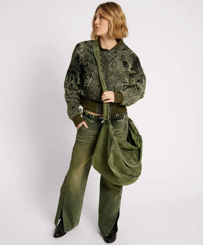 Women One Teaspoon Bags BLACK KHAKI DENIM OVERNIGHTER BAG Women One Teaspoon Bags BLACK KHAKI DENIM OVERNIGHTER BAG