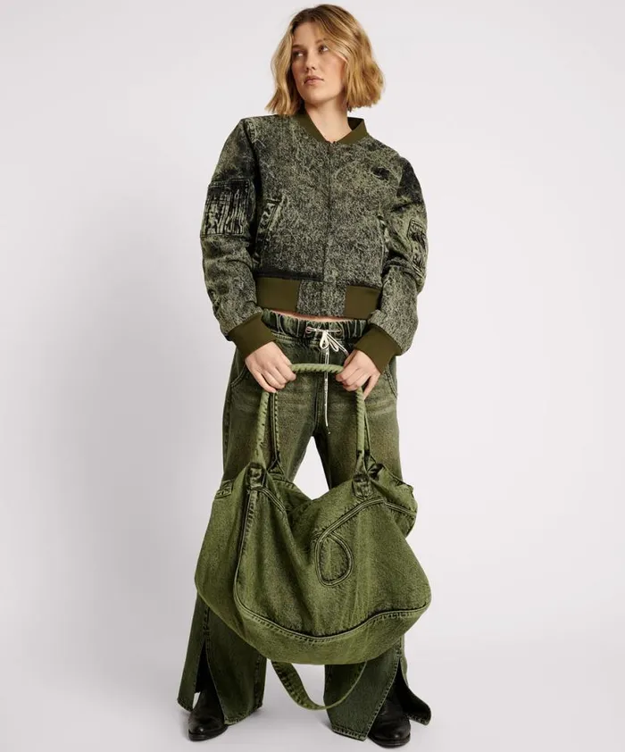 Women One Teaspoon Bags BLACK KHAKI DENIM OVERNIGHTER BAG Women One Teaspoon Bags BLACK KHAKI DENIM OVERNIGHTER BAG