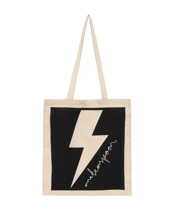 Women One Teaspoon Bags BLACK LIGHTNING BOLT TOTE BAG Women One Teaspoon Bags BLACK LIGHTNING BOLT TOTE BAG