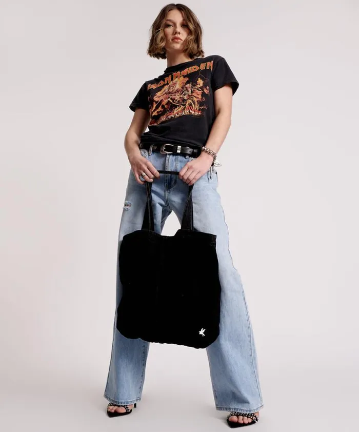 Women One Teaspoon Bags DOUBLE BASS DENIM TOTE