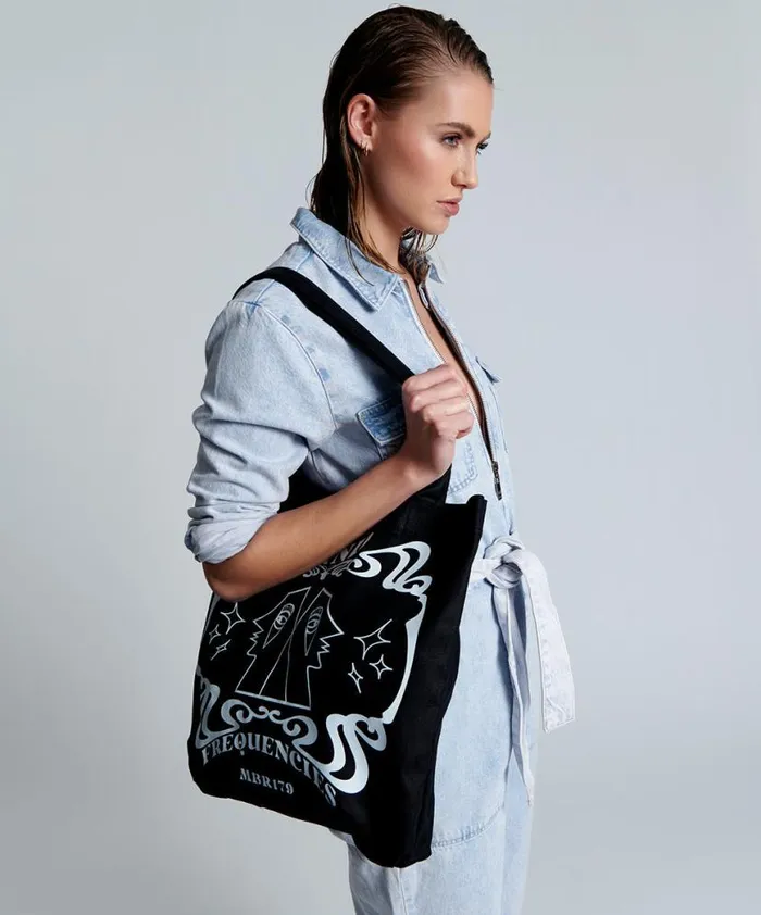 Women One Teaspoon Bags MIND FREQUENCIES MOBLACK TOTE BAG Women One Teaspoon Bags MIND FREQUENCIES MOBLACK TOTE BAG