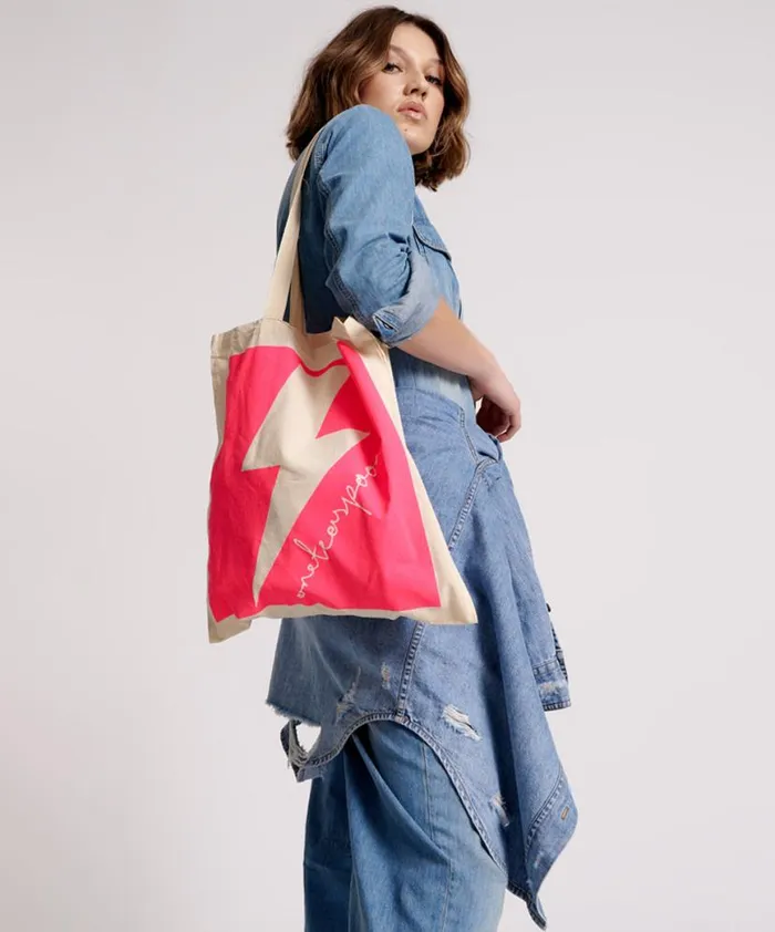 Women One Teaspoon Bags PINK LIGHTNING BOLT TOTE BAG