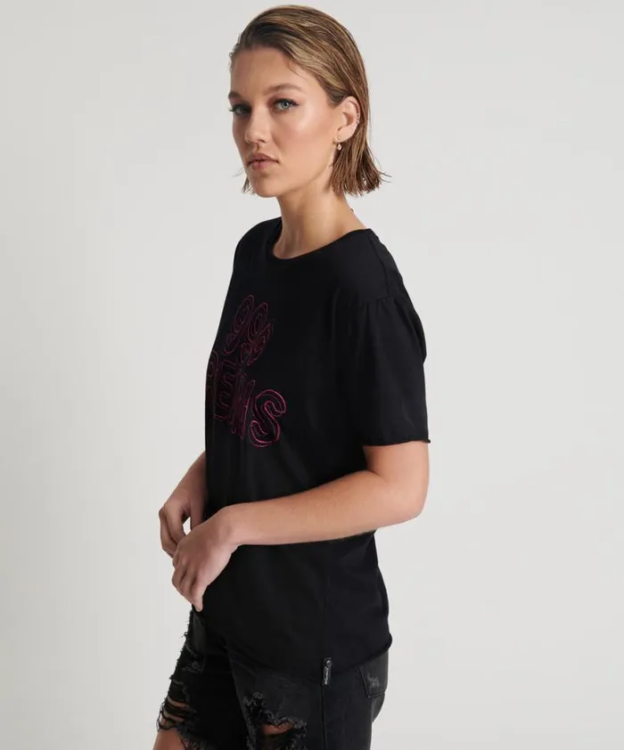 Women One Teaspoon Basic Tees 99 CENT DREAMS ORGANIC EMBROIDERED TEE Women One Teaspoon Basic Tees 99 CENT DREAMS ORGANIC EMBROIDERED TEE