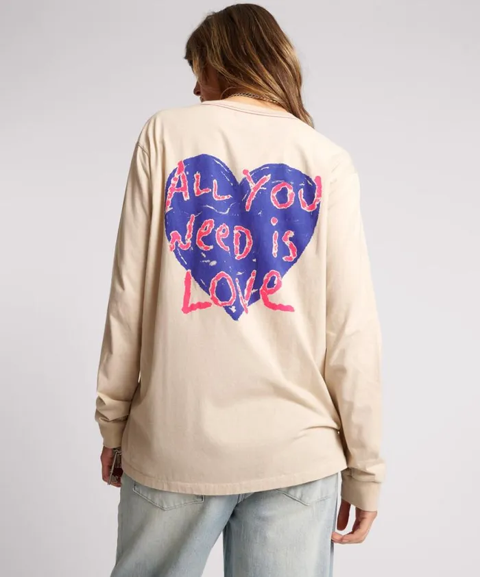 Women One Teaspoon Basic Tees ALL YOU NEED IS LOVE LONGSLEEVE TEE Women One Teaspoon Basic Tees ALL YOU NEED IS LOVE LONGSLEEVE TEE