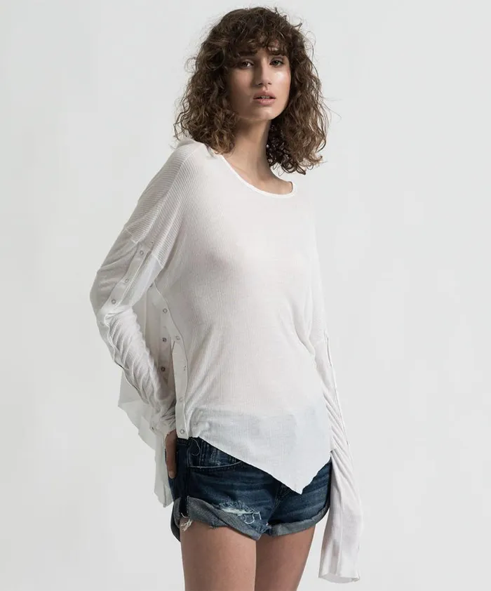 Women One Teaspoon Basic Tees BAMBOO COTTON RIBBED LONGSLEEVE TEE