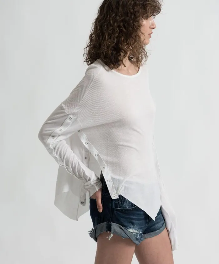 Women One Teaspoon Basic Tees BAMBOO COTTON RIBBED LONGSLEEVE TEE Women One Teaspoon Basic Tees BAMBOO COTTON RIBBED LONGSLEEVE TEE